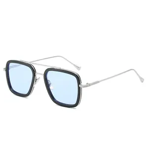 Tony Stark Sunglasses Man Glasses Star Brand Designer Black Gray Blue Shades Square Iron Men for Women High Quality Glasses
