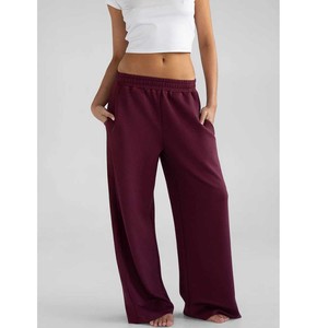 Pantaloni Casual a Gamba Larga Personalizzati OEM con Logo, Pantaloni Sportivi Larghi da <span class=keywords><strong>Donna</strong></span> <span class=keywords><strong>Senza</strong></span> Cordoncino, Pantaloni a Gamba Dritta - Product Image 3