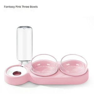 Bergaya 500ml Set ketel tiga mangkuk hewan peliharaan Anti marah otomatis isi ulang air kucing anjing mangkuk suplemen - Product Image 6