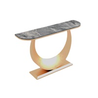 Table console d'entrée minimaliste multifonctionnelle en pierre de quartz et métal, style italien, luxe léger, moderne et simple