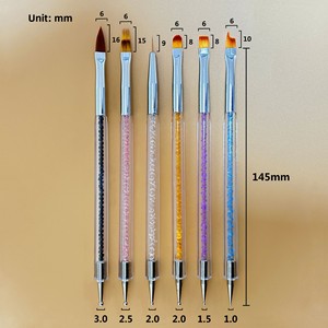 Lot de 6 stylos de peinture pour nail art à double tête en acrylique, pinceau plat pour lignes et outil de photothérapie - Product Image 1