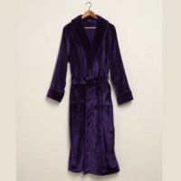 Peignoir long et chaud en flanelle couleur unie simple de haute qualité personnalisé pour hôtel Peignoir épais pour femmes Peignoirs Robe de chambre Vêtements d'intérieur