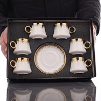 Ensemble de tasses et soucoupes en céramique personnalisées, porcelaine de luxe Phnom Penh, ensemble de tasses à café turc électro-plaqué pour cappuccino et thé