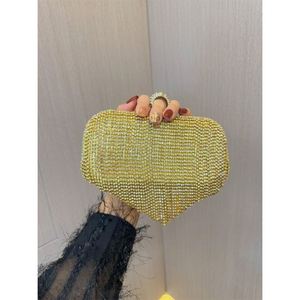 Tas Malam Bentuk Hati Berhiaskan Kristal untuk Wanita, Tas Tangan Kristal Emas untuk Pesta <span class=keywords><strong>Prom</strong></span> - Product Image 4