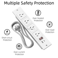 Multiprise encastrable de bureau avec 4 prises CA, ports USB-A et USB-C, interrupteur et protection contre les surcharges pour mobilier de bureau