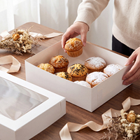 Boîtes à gâteaux blanches 14x10x4 pouces avec fenêtre, boîte de boulangerie en carton pour pâtisseries, beignets, biscuits, brownies, emballage cadeau