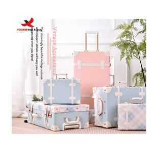 New Fashion Vintage PU Leather Women's Travel <b>Suitcase</b> Set with Makeup Bag - Lightweight Luggage for Princess Style - Product Image 1