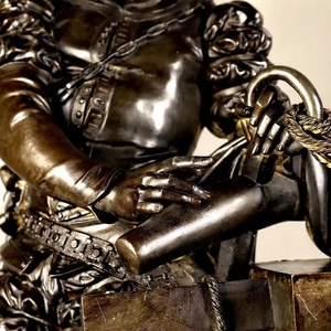 Bronzo classico timoniere scultura statua fatta a mano arte antica figurina famoso rame capitano nautico tecnica lucidata - Product Image 5