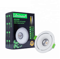 Lumière d'intérieur à intensité variable avec interrupteur boîte de jonction et pilote 240v Cct réglable Led Cob plafonniers 12w Led Spot Light