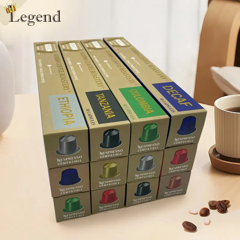 Cajas de papel con impresión de logotipo personalizado para cápsulas de café, caja de embalaje de café Espresso para cápsulas de café, gran oferta