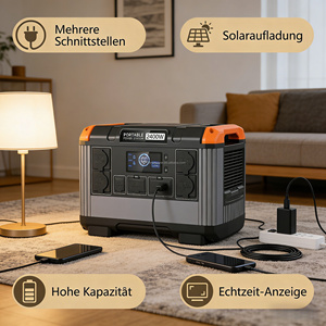 Estación de energía portátil de 2400W y 2000Wh con enchufe británico, tomas de CA, generador solar de onda sinusoidal pura para camping, caravanas y emergencias - Product Image 4