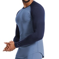 Hommes Compression T Shirt 85% Polyester 15% Spandex Manches Longues Sport Training Gym Baselayer Sportswear Compression T Shirt