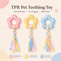 Jouet à mâcher pour chien TPR Star avec corde tressée, résistant à la mastication et durable pour la dentition et le nettoyage des dents des chiots