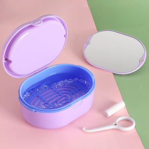 SUNSHING Dental Retainer Case with <b>Mirror</b> Magnetic Denture Box Orthodontic Mouth Guard Case False Teeth Storage Container - Product Image 1