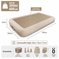 Matelas Gonflable Simple avec Pompe à Batterie Intégrée, Tissu Drop-stitch, Portable pour la Maison, le Camping, l'Hôtel, Vente en Gros