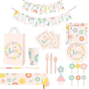 ชุดจานกระดาษใช้แล้วทิ้ง DAMAI ขายดี สำหรับงานปาร์ตี้ จานอาหารเย็นแบบใช้แล้วทิ้ง ชุดอุปกรณ์บนโต๊ะอาหารวันเกิด - Product Image 1