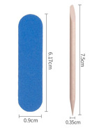Kit complet d'outils pour l'application d'ongles press-on avec des languettes de colle à ongles double face, une lime en bois et des tampons d'alcool