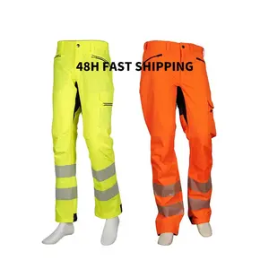 Fluorescent Yellow Hivis Workwear Trousers Safety ClothWorking Cloths Reflective Men Work Pants