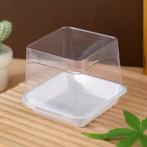 Boîte d'emballage alimentaire pour gâteau au tiramisu populaire sur <span class=keywords><strong>Internet</strong></span>, transparente, carrée, coupée en tranches, en velours rouge, mille-feuille, mousse, pâtisserie - Product Image 4