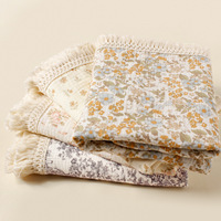 Couverture de poussette personnalisée pour bébé 31,5x25,6 cm, en pur coton, double couche, crêpe, avec pompons, serviette de bain enveloppante