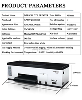 Nouveau design Imprimante DTF de bureau Machine A3 33cm Film PET 13 pouces Impresora Xp600 Transfer TShirt DTF Printing Machine