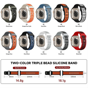 สายนาฬิกาซิลิโคนสามเม็ดสองสีสำหรับ iWatch Series 11-1 ULTRA, สายนาฬิกาแบบวงเดี่ยวสำหรับ Apple 38/40/41/42/44/45/49มม. - Product Image 2