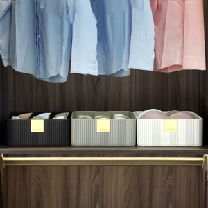 Pu da đồ lót Hộp lưu trữ sọc dọc thiết kế da Divider hộp lưu trữ cho đồ lặt vặt quần áo lưu trữ - Product Image 4