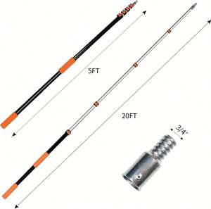 Professional Grade <strong>Telescoping</strong> Extension 5-24ft Extendable Aluminum Pole With Metal Threaded End For Multi-Purpose Use - Product Image 2