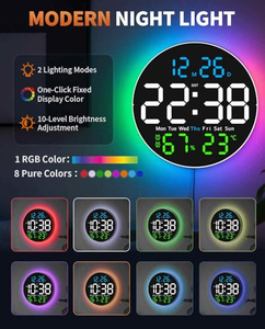 <b>LED</b> Wall Alarm <b>Clock</b> Display Temperature Humidity Week Calendar Reloj De Pared Round Large Screen Wall <b>Clock</b> with Night Light - Product Image 4