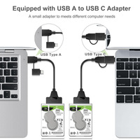 Cable de Transferencia de Datos G-karve USB3.0 2 en 1 con Núcleo de Cobre y Revestimiento de PVC para Unidades Ópticas, Mecánicas y SSD de 2.5 Pulgadas