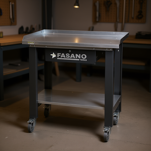 รถเข็นโต๊ะทำงานโลหะพร้อมลิ้นชักและชั้นวางของสำหรับใช้ในโรงงาน ยี่ห้อ Fasano Tools - Product Image 3