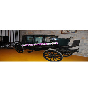 Carruaje de Buggy legendario dibujado por caballo negro Boda Carruaje de caballos cubierto negro Buggy Boda India Carruaje de caballos - Product Image 1
