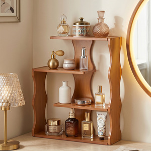 Étagère de bureau en bois massif, quatre couches, cadre en forme d'arc, design minimaliste, pour bureau, chambre d'enfant, librairie, étagère de rangement - Product Image 3
