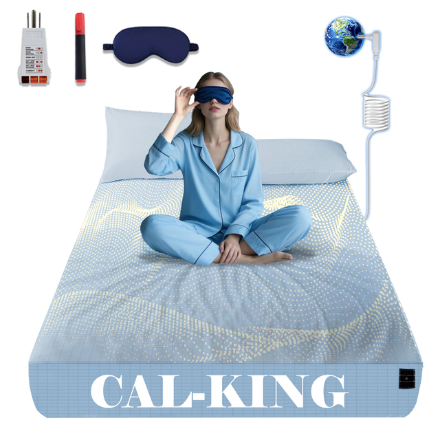 Grounding Fitted Sheet Earthing 5% Silver Organic Cotton Conductive Bed Cover for Queen