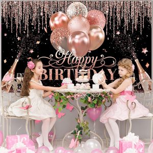 Fondo <span class=keywords><strong>de</strong></span> <span class=keywords><strong>Cumpleaños</strong></span> para Mujeres y Niñas, Negro, Plateado, Oro Rosa, Decoración con Lentejuelas, Fondo para Fotografía <span class=keywords><strong>de</strong></span> Baby Shower - Product Image 4