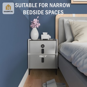 โต๊ะข้างเตียงอัจฉริยะ HarmTai พร้อมที่ชาร์จไร้สายและท็อปกระจก - Product Image 5