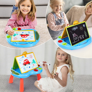 Tableau de dessin double face en plastique pour enfants, ensemble tableau noir et tableau blanc pliable, chevalet artistique éducatif, jouet créatif d'apprentissage 12 3-6 - Product Image 2