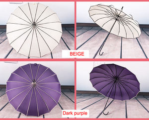 22-Inch Beige Pagodevormige Paraplu Handmatige Bediening Relatiegeschenken Handopen Ontwerp Buiten Parasol Recht 190T Pongee - Product Image 6