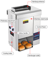 Machine à hamburgers verticale multifonction automatique numérique nouvelle génération, facile à utiliser, pour sandwichs et pains à burger, en acier inoxydable 304