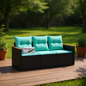 Conjunto de Sofás Negros para Jardín, Muebles Modernos para Patio Exterior con Almacenamiento y Cojines - Product Image 2