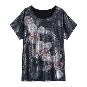 Maglietta larga da donna di migliore qualità modello di t-shirt da donna Top Brand personalizzato taglie forti t-shirt girocollo da donna