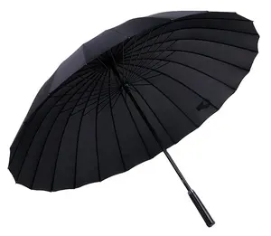 30 "Zoll 24 Fiberglas Ribs Big Luxus PU Leder griff Rain Stick Straight Sun Umbrella für Gentleman und Lady