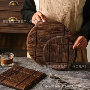 Tapete aislante térmico de madera, redondo y grueso, para uso doméstico - Product Image 1