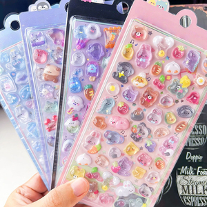 Custom Trendy 3D PVC Relief Puffy <b>Sticker</b> Children's Cartoon Crystal Gem <b>Waterproof</b> Promotional Gift 3D Relief <b>Stickers</b> - Product Image 3