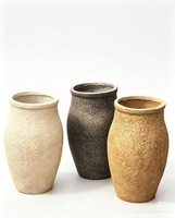 Offres de vente directe d'usine : Pots de fleurs en argile de magnésium texturée vintage haut de gamme, de grand diamètre et en forme de réservoir, pour le salon