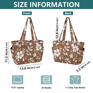 New Arrival Custom Logo Quilted Shoulder Handbag Hawaiian Hibiscus <b>Laptop</b> Custom <b>Tote</b> <b>Bag</b> with Side Pockets - Product Image 2