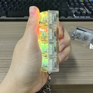 4 Tuşlu Mekanik Klavye Anahtarı Anahtarlık Klavye Tuş Takımı Test Cihazı LED Işık ile Su Geçirmez Hafif Karikatür Tasarımı Stres Giderici için - Product Image 1