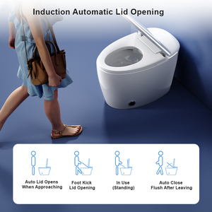 Inodoro Inteligente con Control por Voz en Alemán, Francés y Español, Bidé Inteligente Montado en el Suelo, sin Tanque, con Asiento Calefactado UV, WC Moderno <span class=keywords><strong>de</strong></span> Lujo - Product Image 2