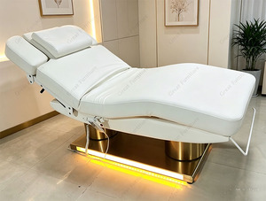 Luxury Modern Beauty Salon Spa Equipment Gold Metal Double Cylinder Base 3/4 Motors Professional Electric Facial Massage Bed - Product Image 5