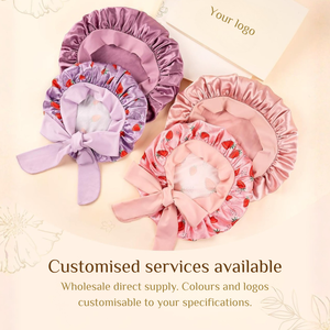 قبعة تصوير للمواليد الجدد، قبعة نوم للأطفال مبطنة بطبقتين من الساتان، تصميم بشريط مطاطي عريض، قبعة أطفال بشعار مخصص مطبوع - Product Image 3